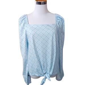 Charter Club Square Neck Soft Blouse Top‎ L Milkmaid Stretch Gathers Retro Girly